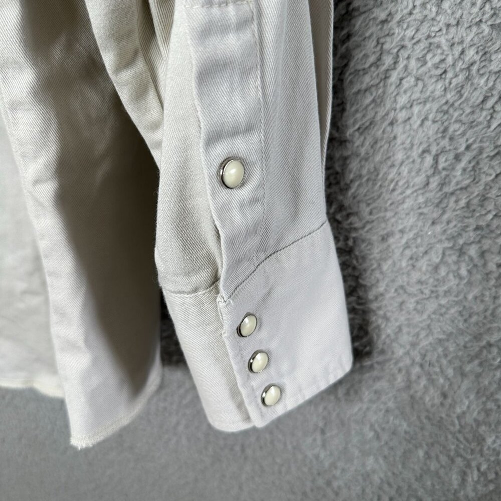 Wrangler Men XLT‎ Tall Western Pearl Snap Shirt Off White Cowboy Ranch Rodeo - Picture 6 of 11